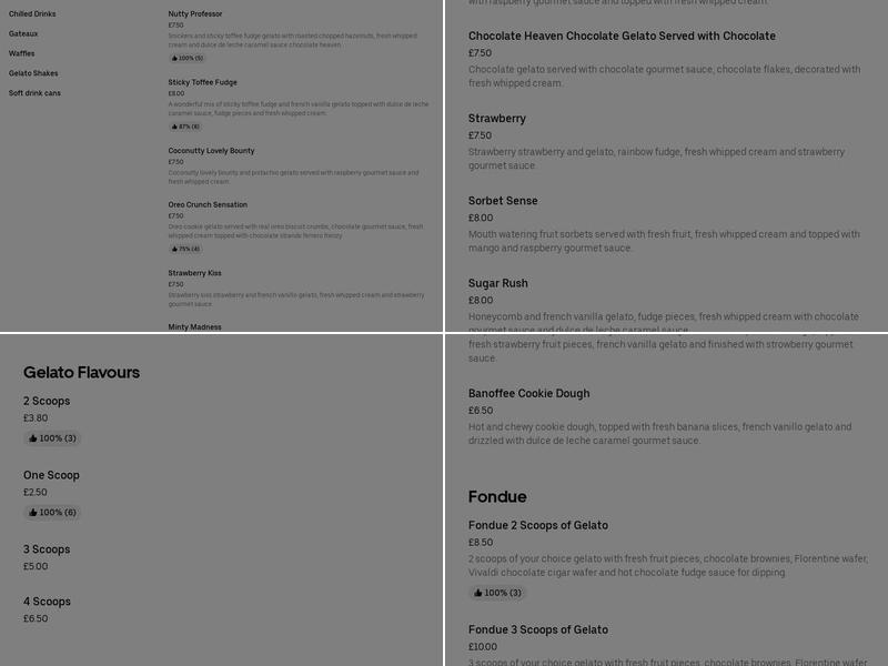 Ice Scoop Gelato Menu