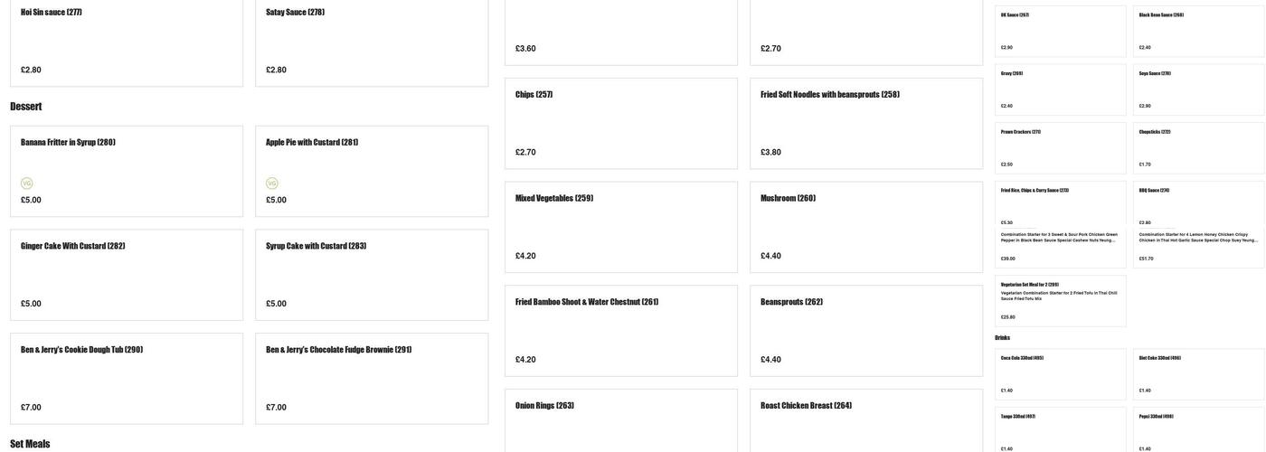 Oriental Express Menu