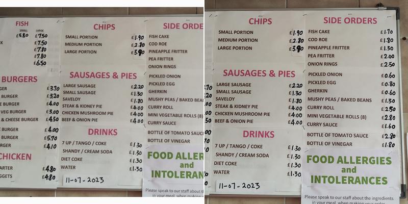 Station Fryer Menu