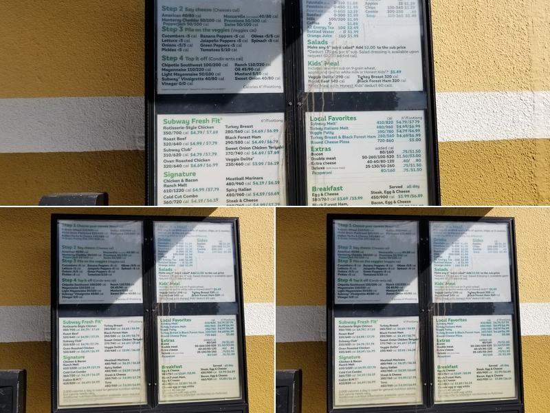 SUBWAY Menu