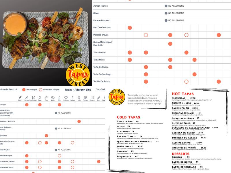 West Street Tapas Menu