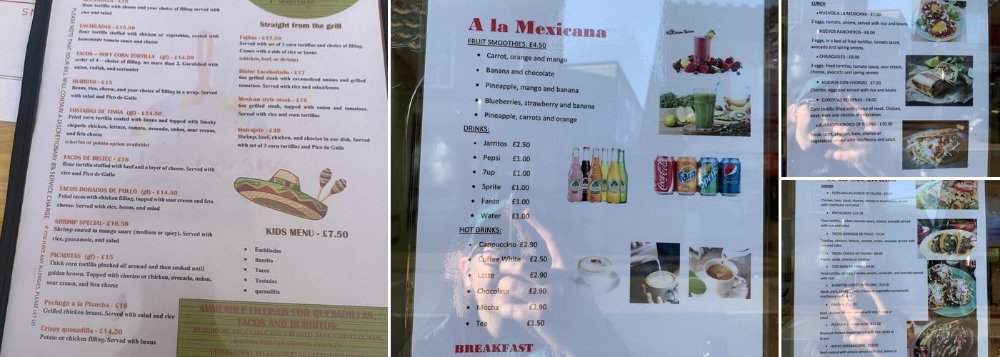 A La Mexicana Authentic Mexican Food Menu
