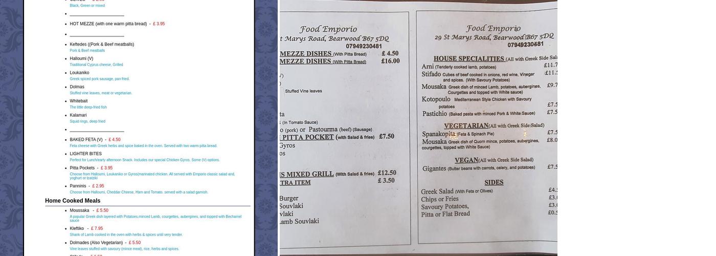 Antonios Food Emporio Menu