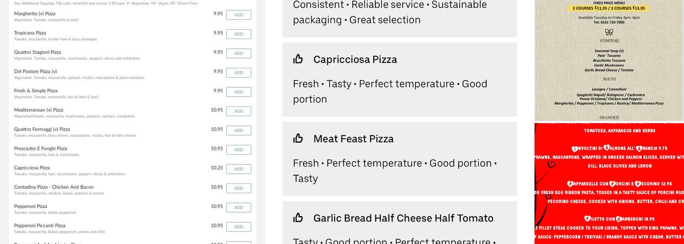 Pranzo Italiano Takeaway Menu