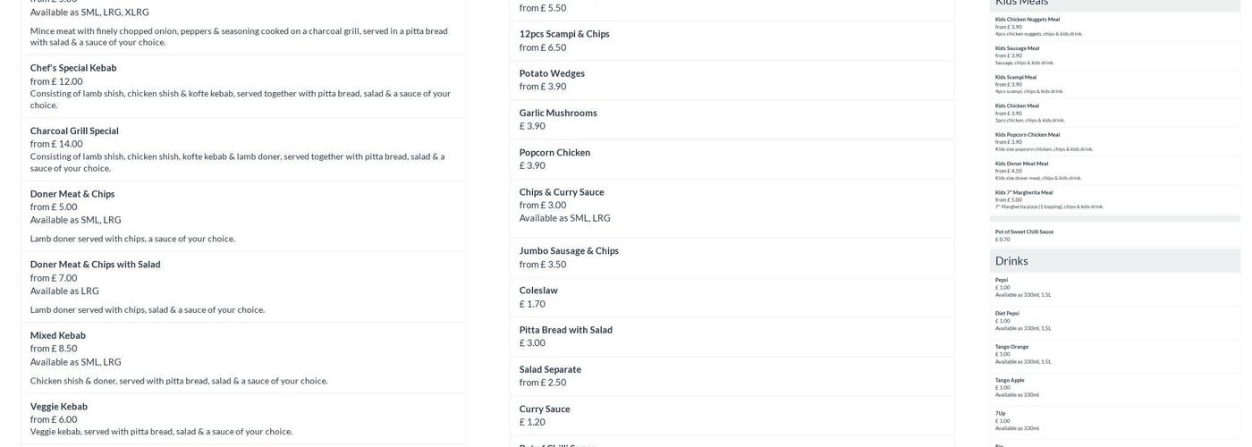 Charcoal Grill | Radstock Menu