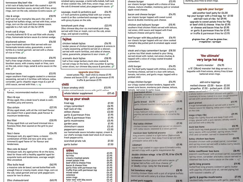 The Plough Bar & Grill Menu
