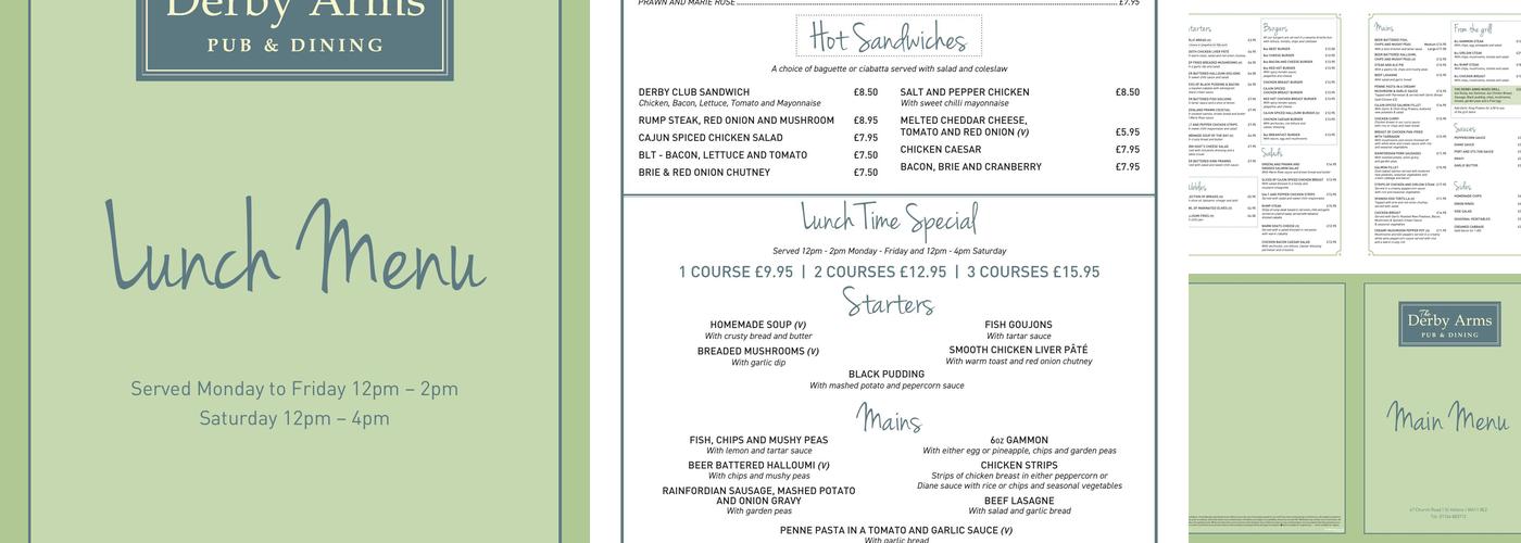 The Derby Arms Menu
