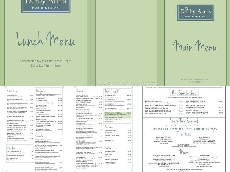 The Derby Arms Menu