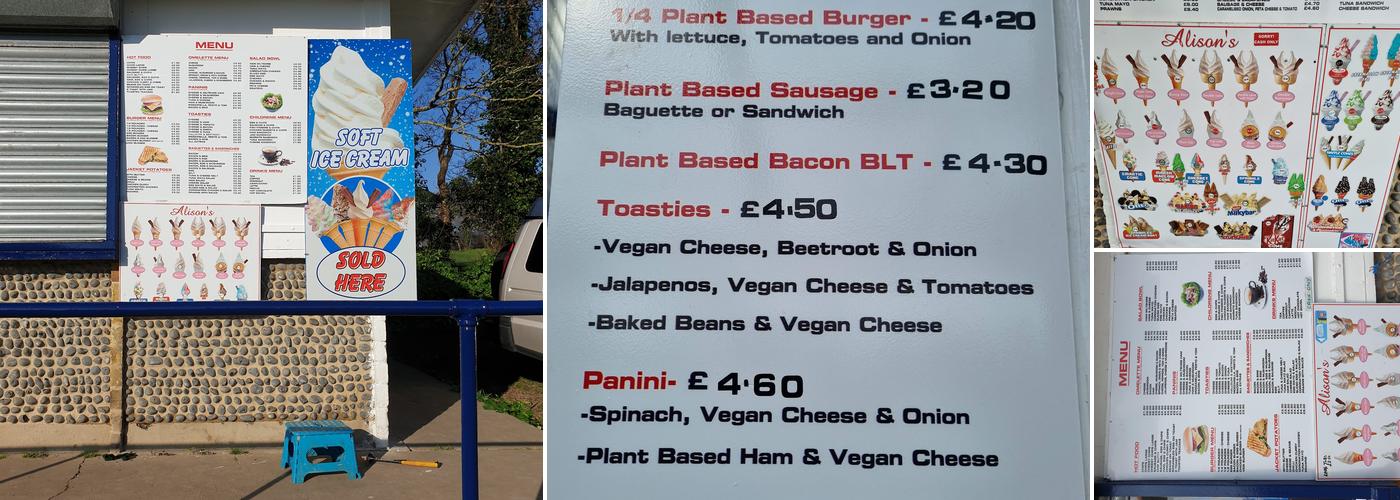 Alison's Sea View Cafe Menu