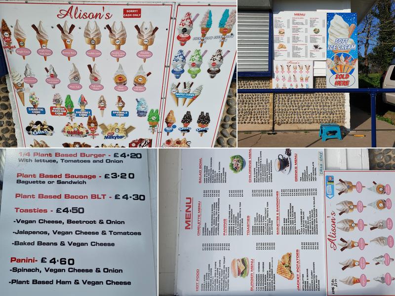 Alison's Sea View Cafe Menu