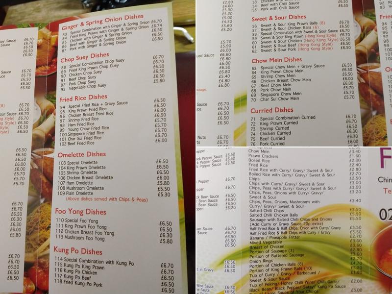 Golden Fortune Chinese Takeaway Menu