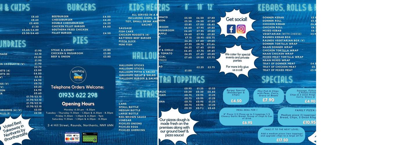 Raunds Fish Bar Menu