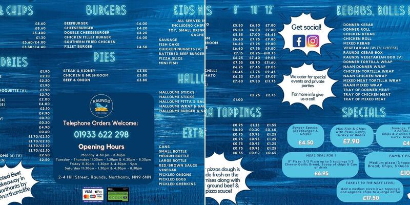 Raunds Fish Bar Menu