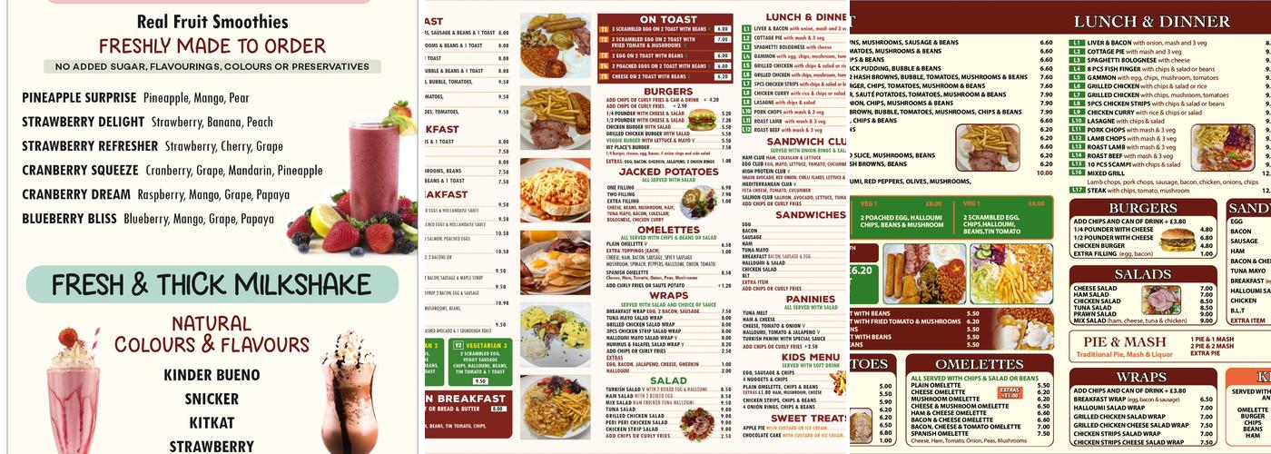 My Place Cafe Menu