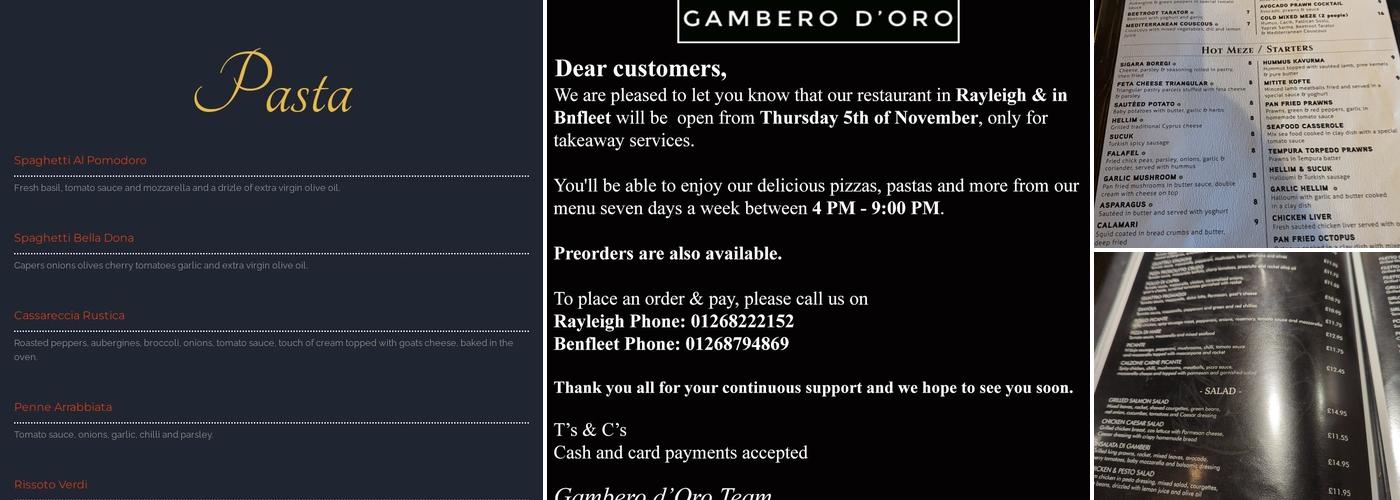 Gambero D'oro Rayleigh Menu