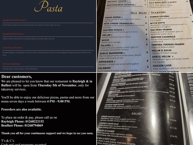 Gambero D'oro Rayleigh Menu