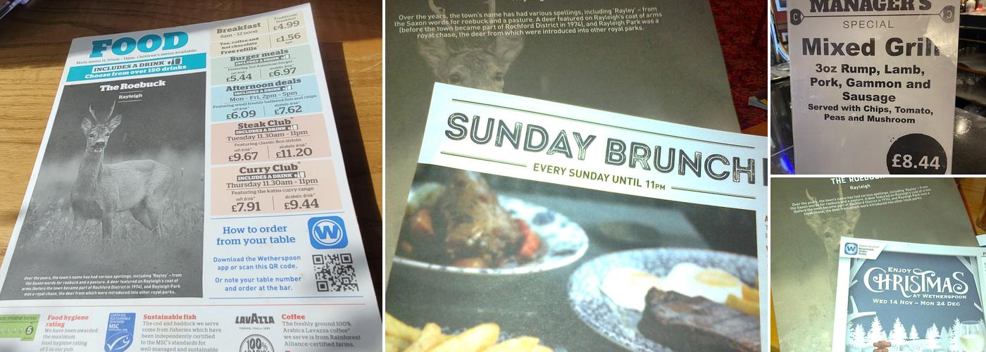 The Roebuck - JD Wetherspoon Menu