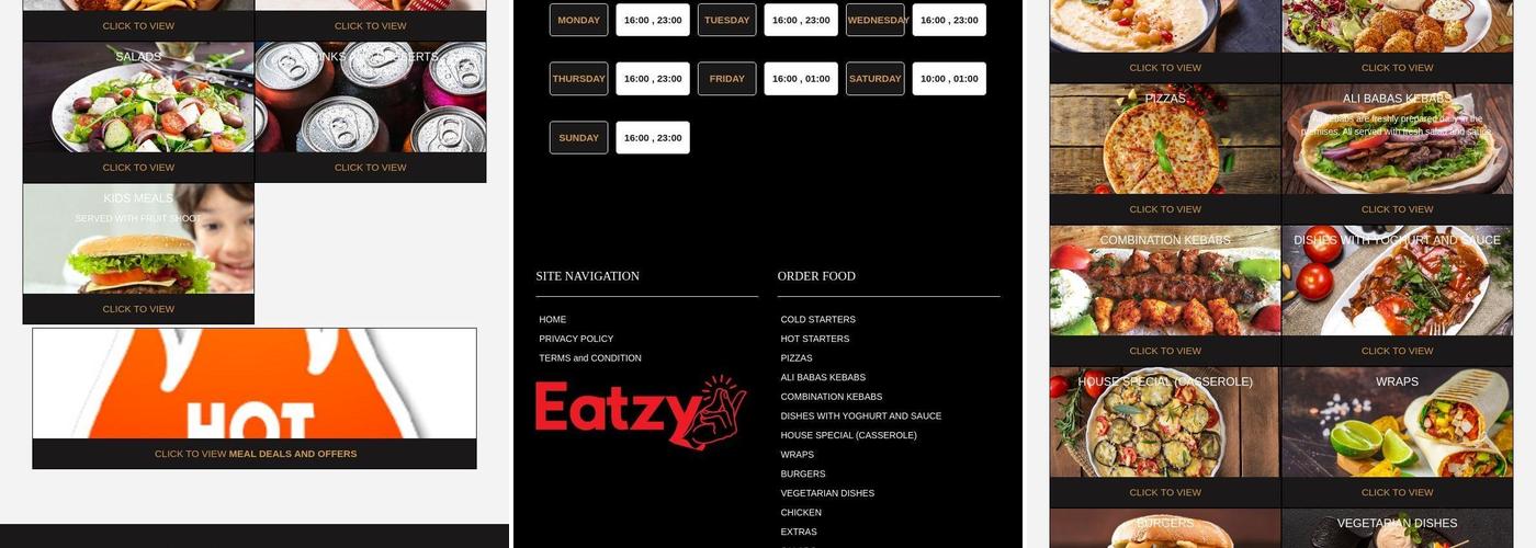 Ali Baba's Kebab & Pizza Menu