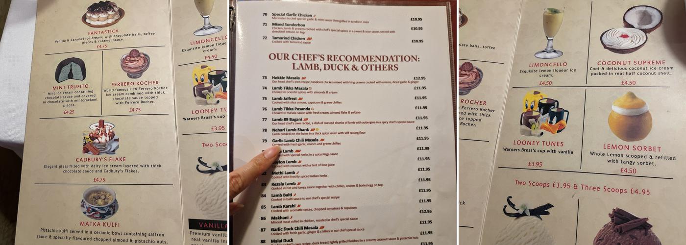 Jalpari of Woodley Menu