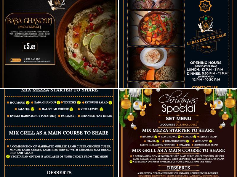 Lebanese Village Reading Menu