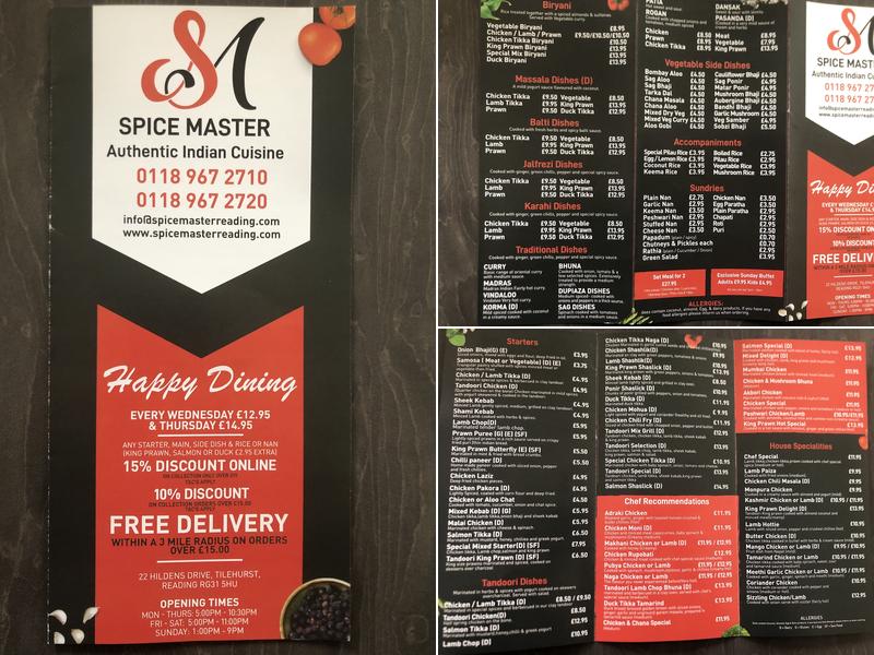 Spice Master Menu