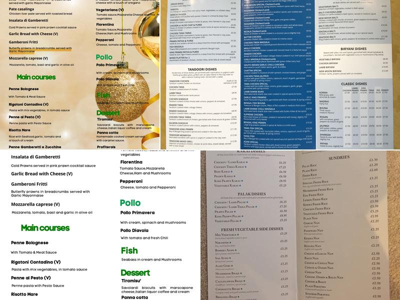 New Moon Bangladeshi takeaway Menu