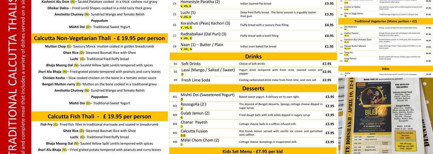Adda Hut Menu