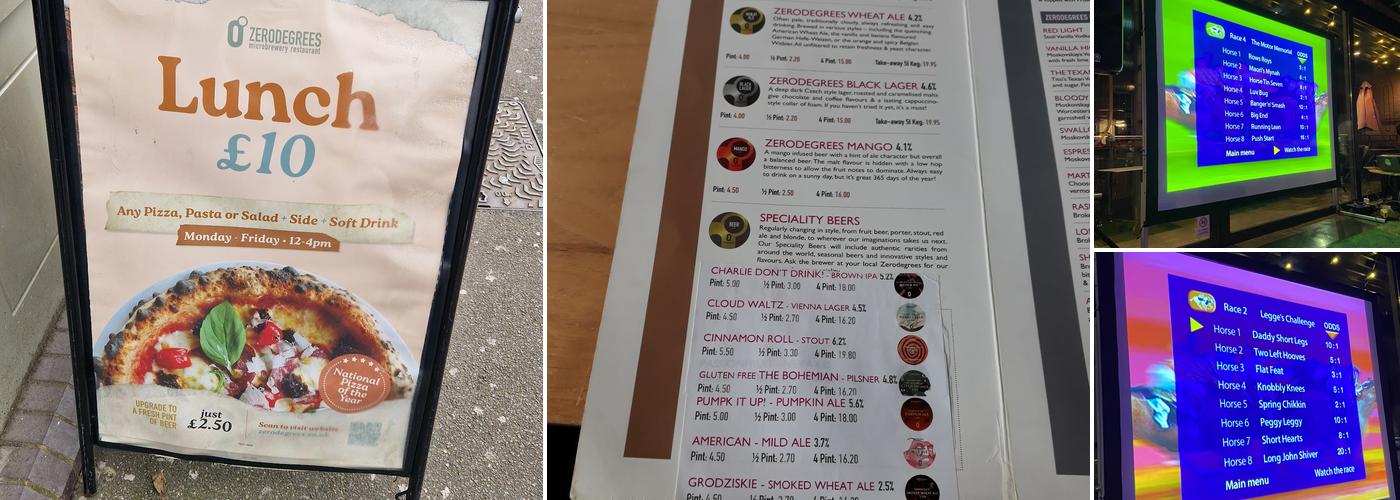 Zerodegrees Microbrewery & Restaurant Reading Menu