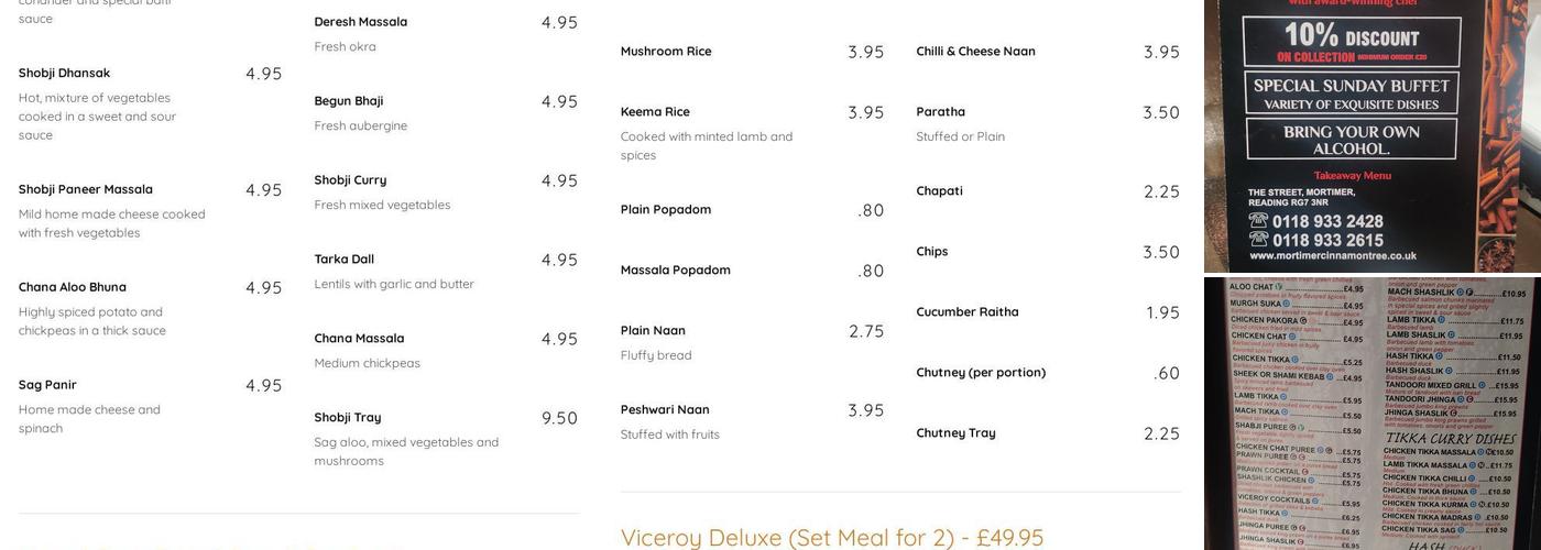 Cinnamon Tree, Mortimer Menu