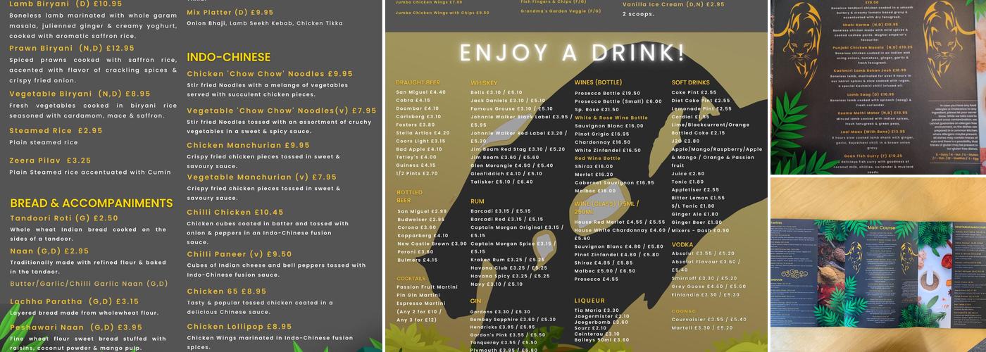 Bagheera Indian Restaurant & Bar (at The Spread Eagle) Menu