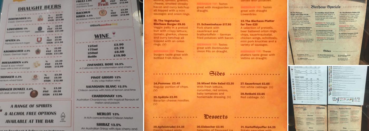 Bierhaus Menu