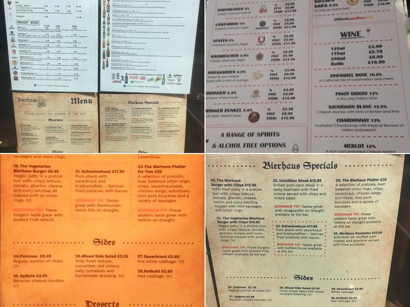 Bierhaus Menu