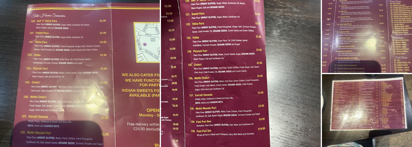 Bhel Puri House Menu