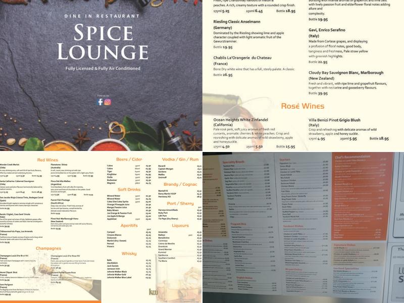Spice Lounge Menu
