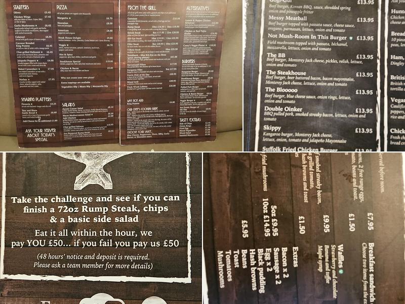 The Red Lodge Steakhouse & Bar Menu