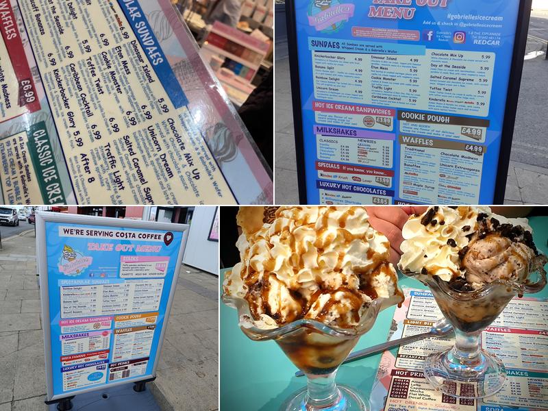 Gabrielle's Ice Cream Parlour Menu