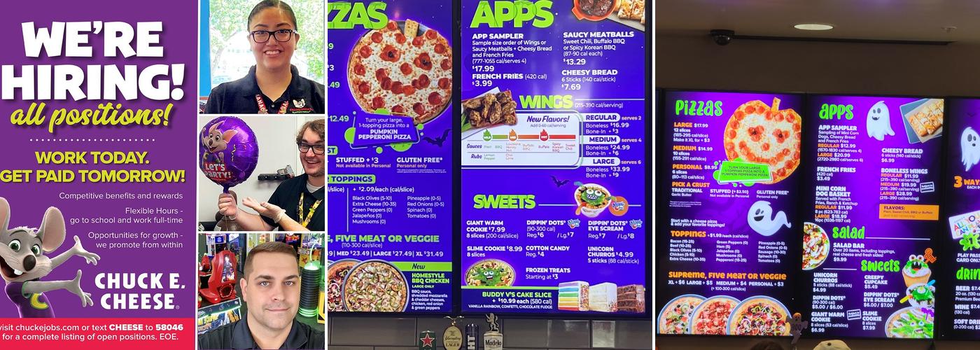 Chuck E. Cheese Menu