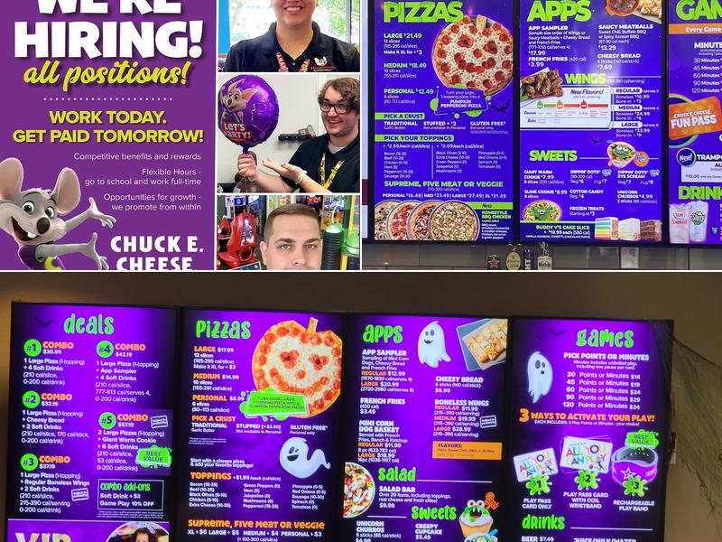 Chuck E. Cheese Menu