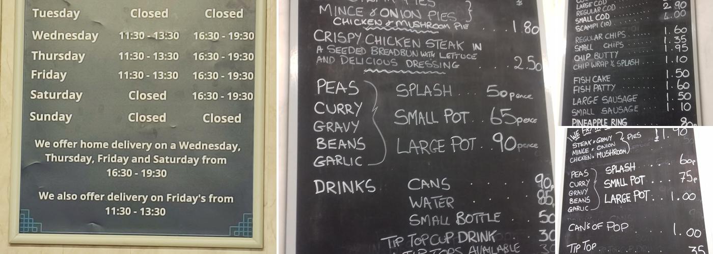 Scott Street Fisheries Menu