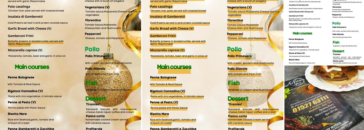 Artisan spice Menu