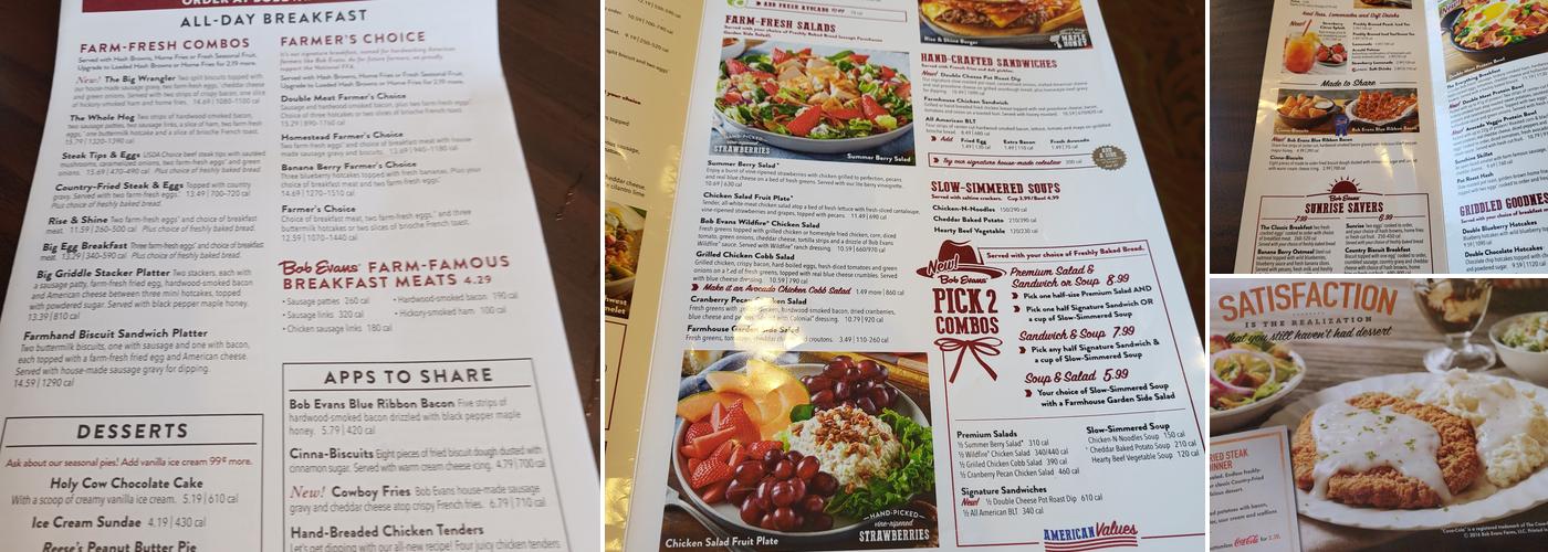 Bob Evans Menu