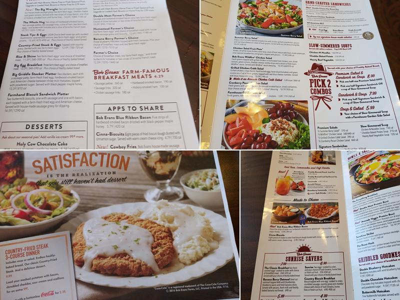 Bob Evans Menu