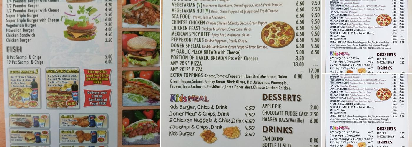 Town Kebab Menu