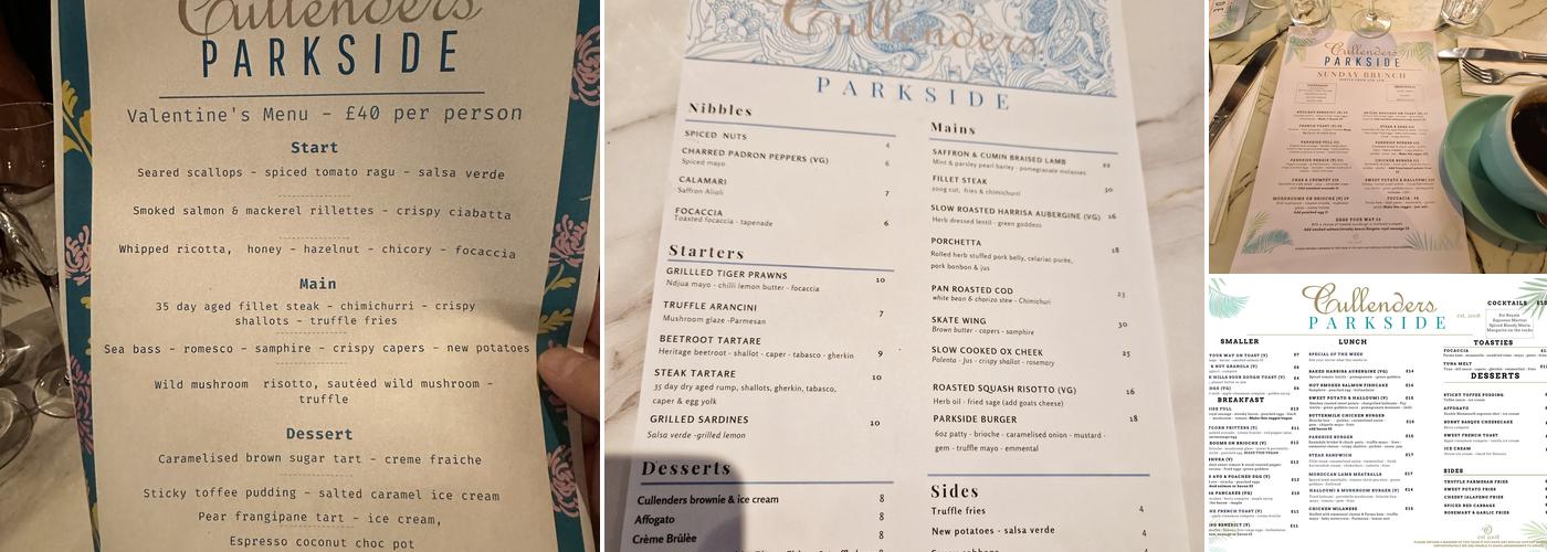 Cullenders Parkside Menu