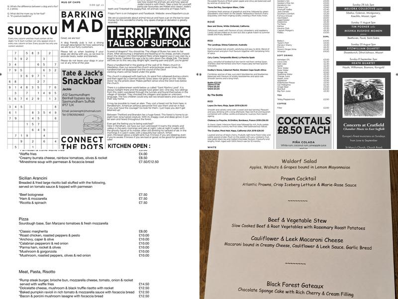 The Rendham White Horse Menu