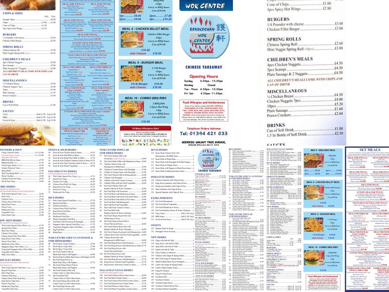 Rendlesham Wok Centre Menu