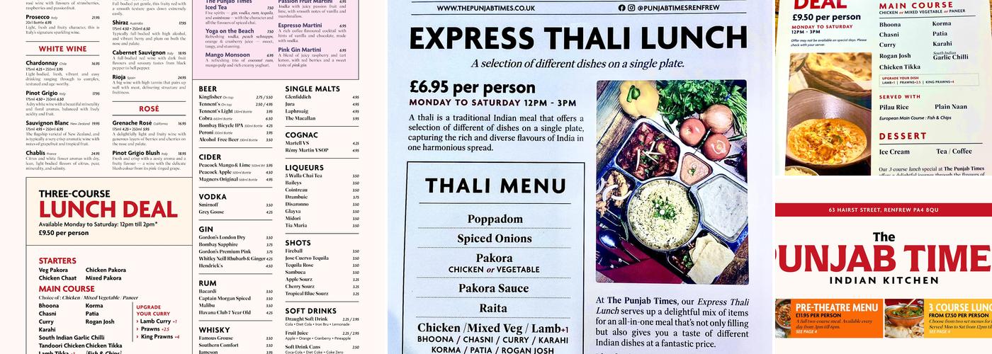 The Punjab Times - Indian Kitchen Menu