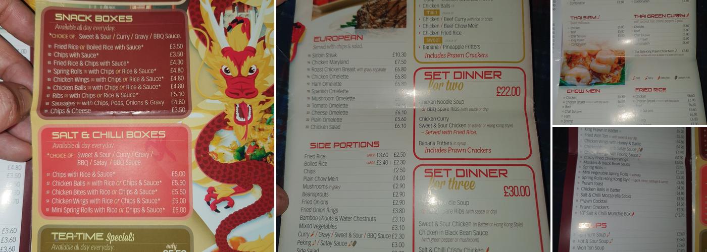 Lucky Dragon Renfrew Menu