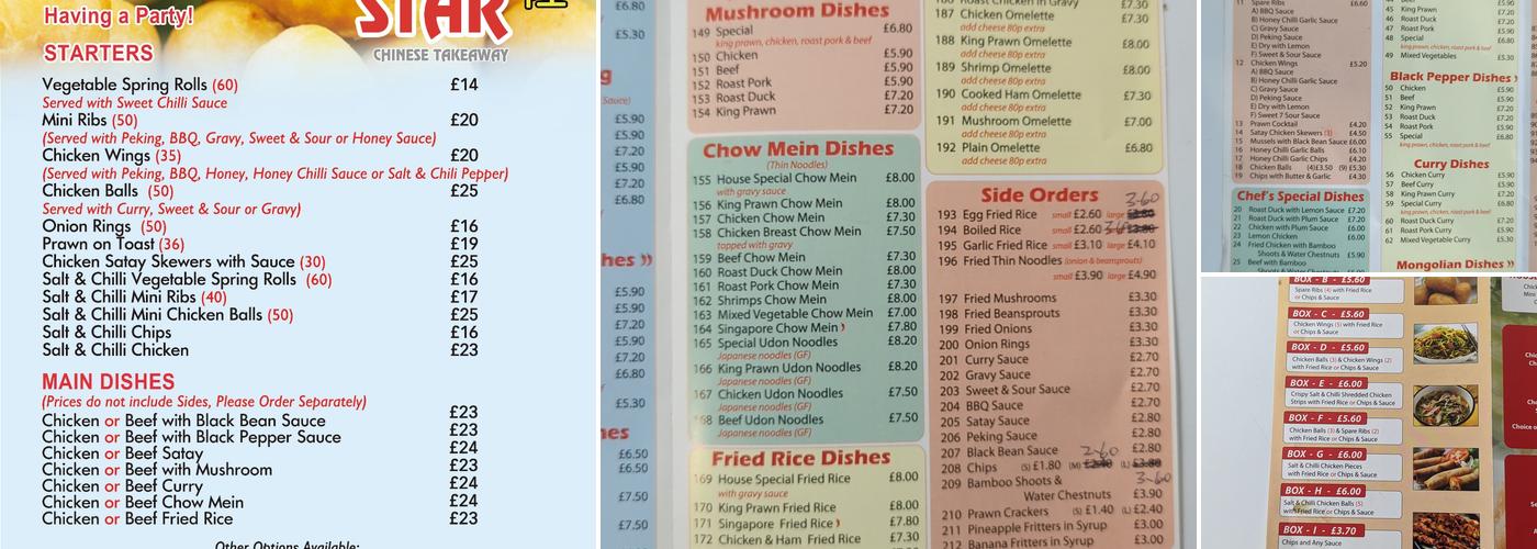 Golden Star Menu