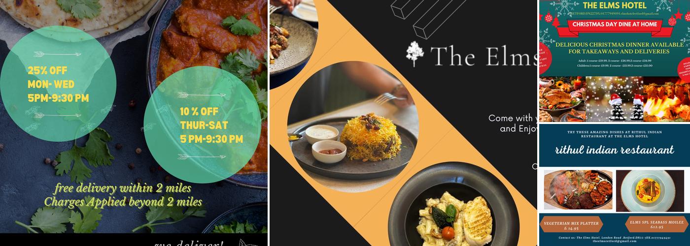 Rithul Indian Restaurant at Elms Hotel Menu